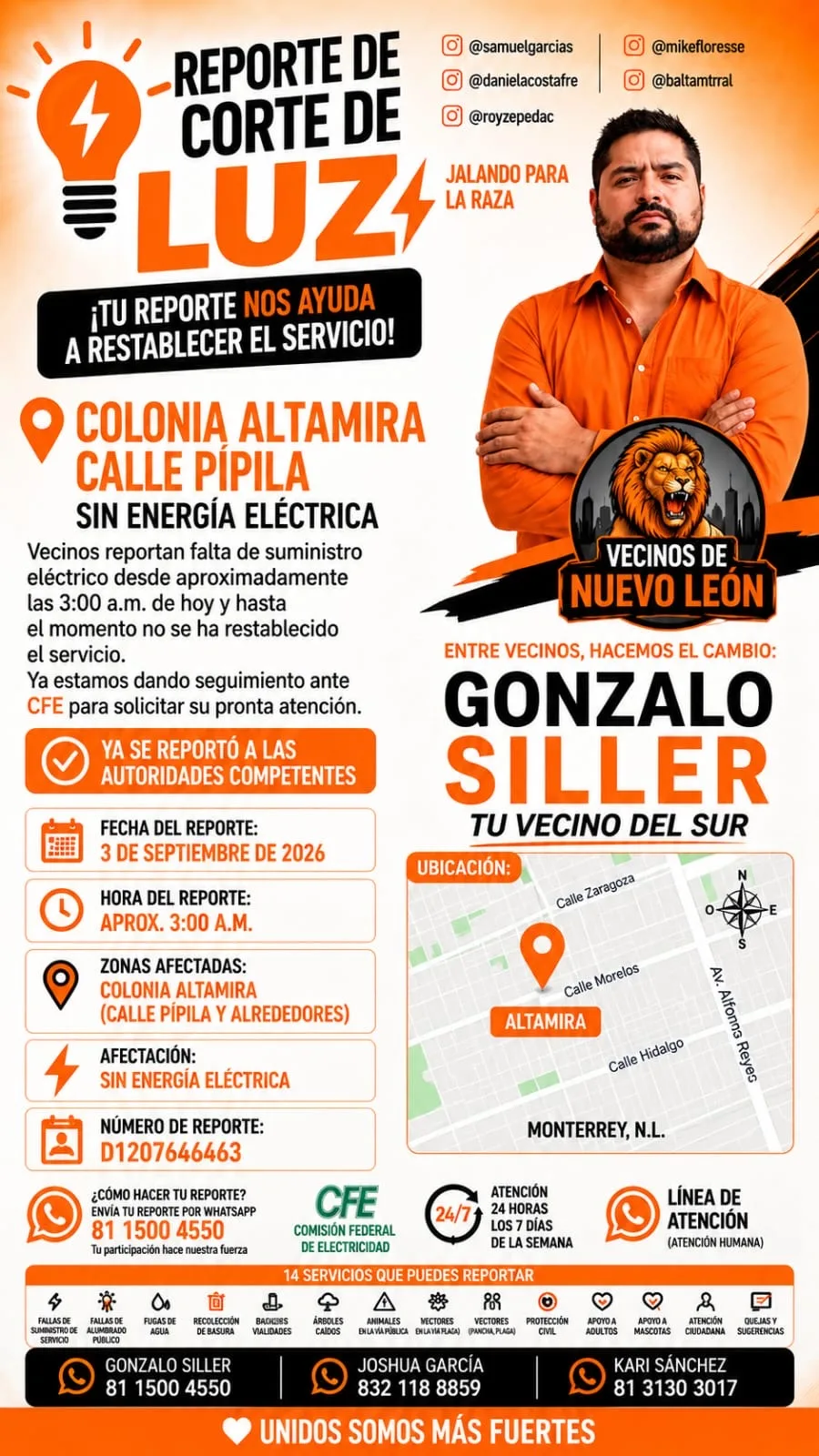 REPORTE DE SUMINISTRO ELECTRICO / COL. ALTAMIRA